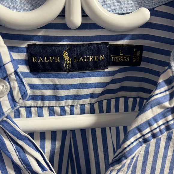 Ralph Lauren Men's Blue and White Striped Shirt - Picture 2 of 4